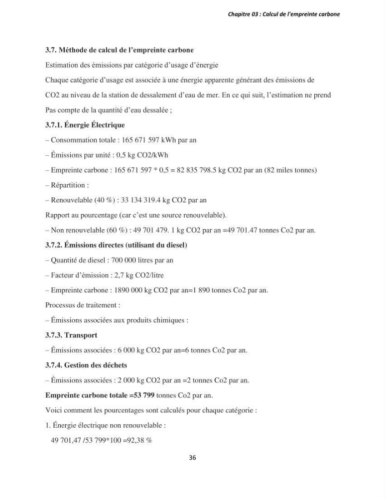 Évaluation de l\'empreinte carbon d\'une station de dessalement de l\'eau de mer de Fouka (Tipaza)
