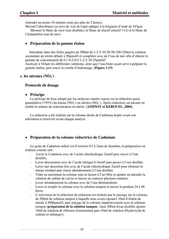 Caractérisation physico-chimiques et sels nutritifs des eaux de la baie d\'El Djamila