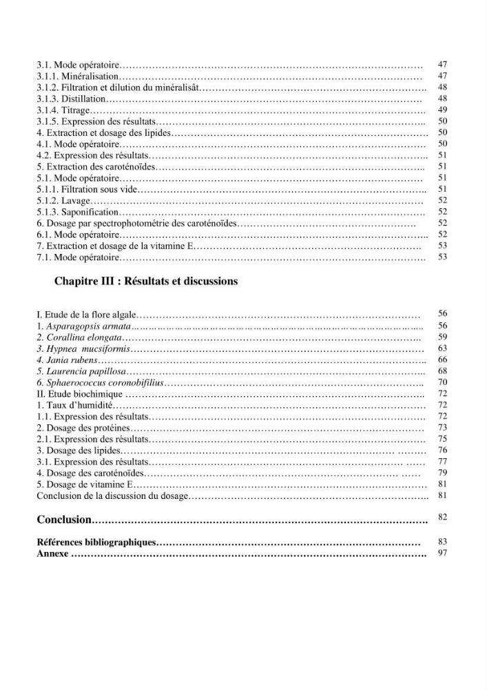 Etude de quelques rhodobiontes de la côte ouest algéroise: biologie, biochimie et valorisation