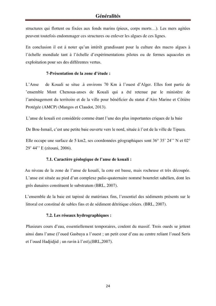 Etude de quelques rhodobiontes de la côte ouest algéroise: biologie, biochimie et valorisation