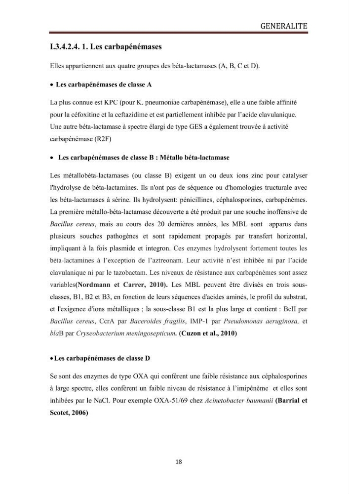 Caractérisation des mécanismes de résistance aux béta-lactamines chez des bactéries à Gram négatif isolées des eaux usées et aux traitées de la STEP de Boumerdes
