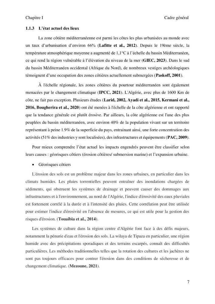 Gestion et valorisation des zones littorales à intérêt stratégique cas de la wilaya de Tipaza