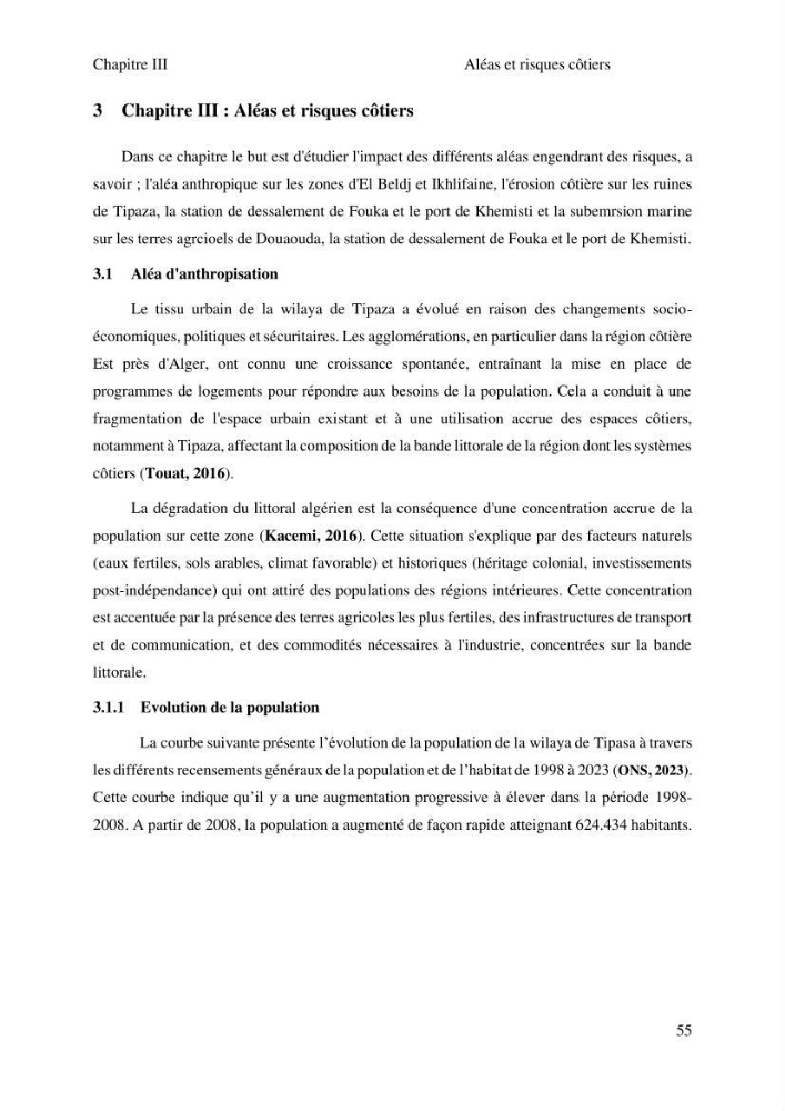Gestion et valorisation des zones littorales à intérêt stratégique cas de la wilaya de Tipaza