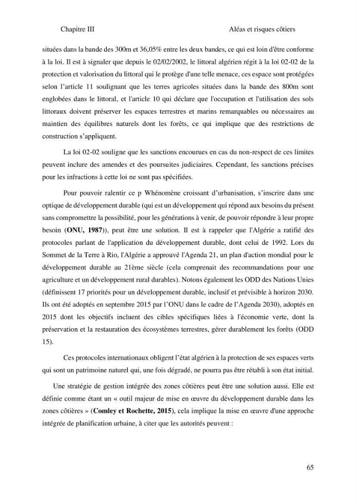 Gestion et valorisation des zones littorales à intérêt stratégique cas de la wilaya de Tipaza