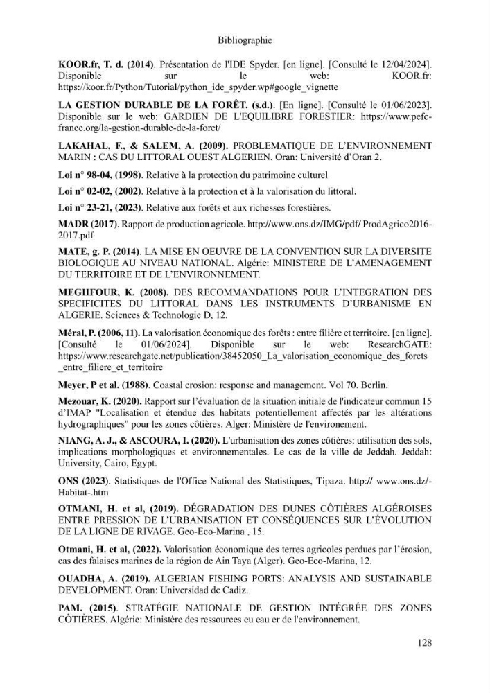 Gestion et valorisation des zones littorales à intérêt stratégique cas de la wilaya de Tipaza