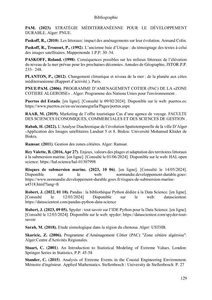 Gestion et valorisation des zones littorales à intérêt stratégique cas de la wilaya de Tipaza