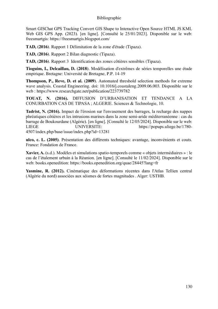 Gestion et valorisation des zones littorales à intérêt stratégique cas de la wilaya de Tipaza