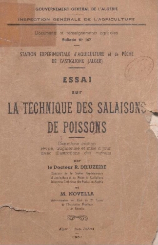 Essai sur la technique des salaisons de poissons Essai sur la technique des salaisons de poissons