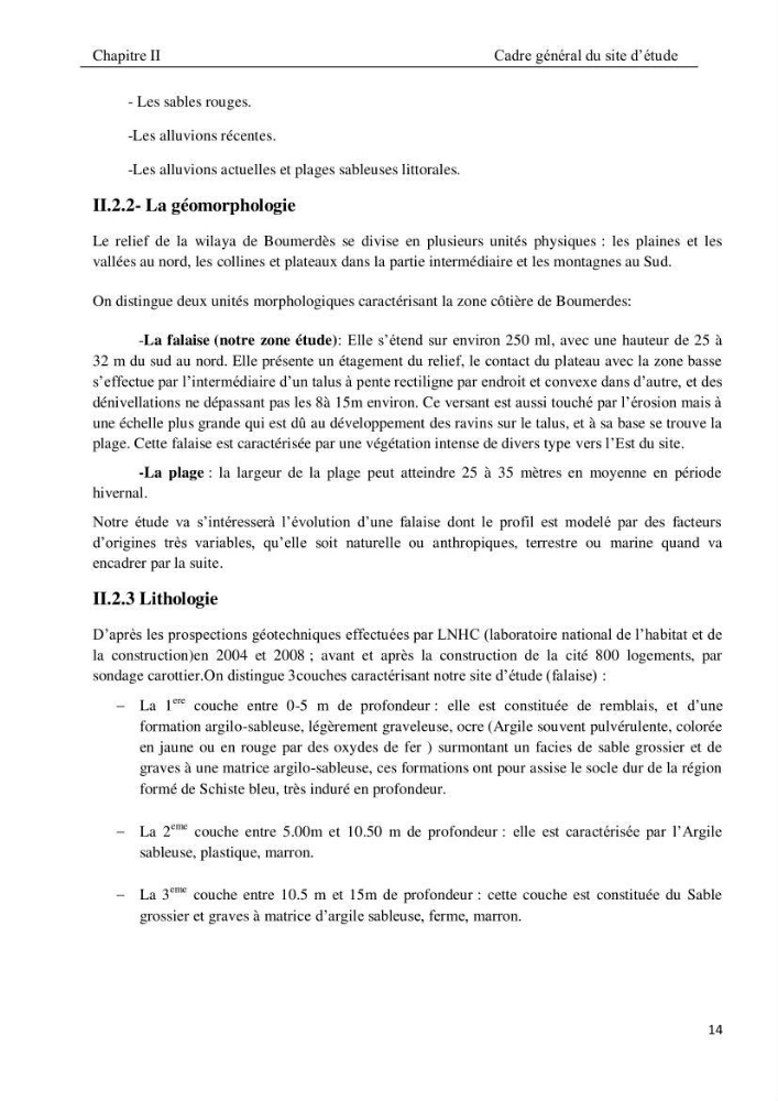 Evolution et dynamique de la falaise Est de Boumerdes et proposition des solutions