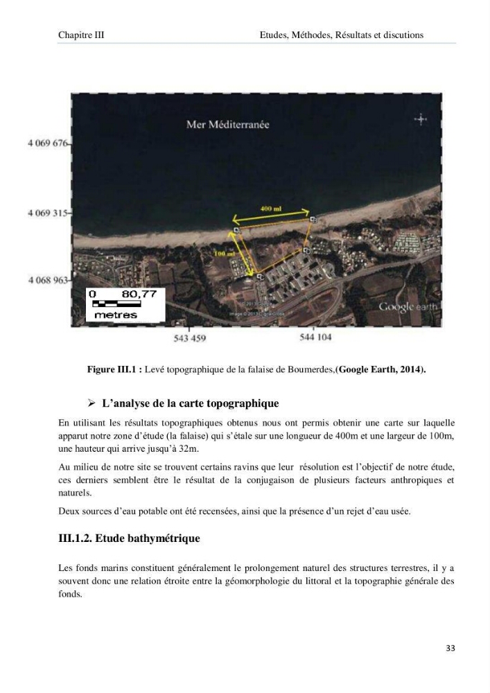 Evolution et dynamique de la falaise Est de Boumerdes et proposition des solutions