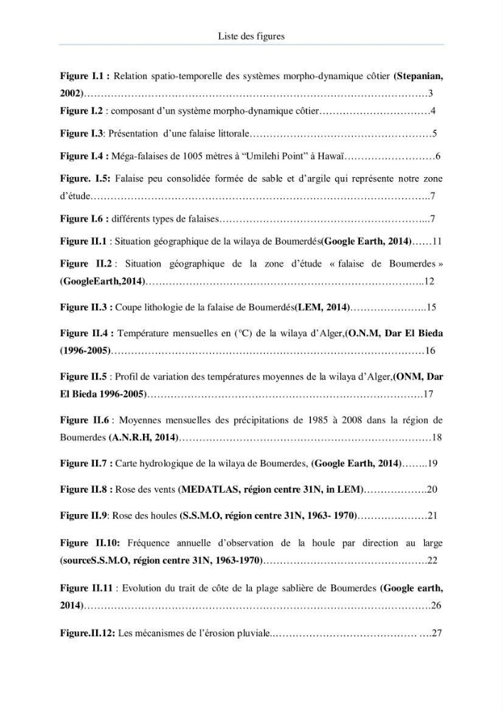 Evolution et dynamique de la falaise Est de Boumerdes et proposition des solutions