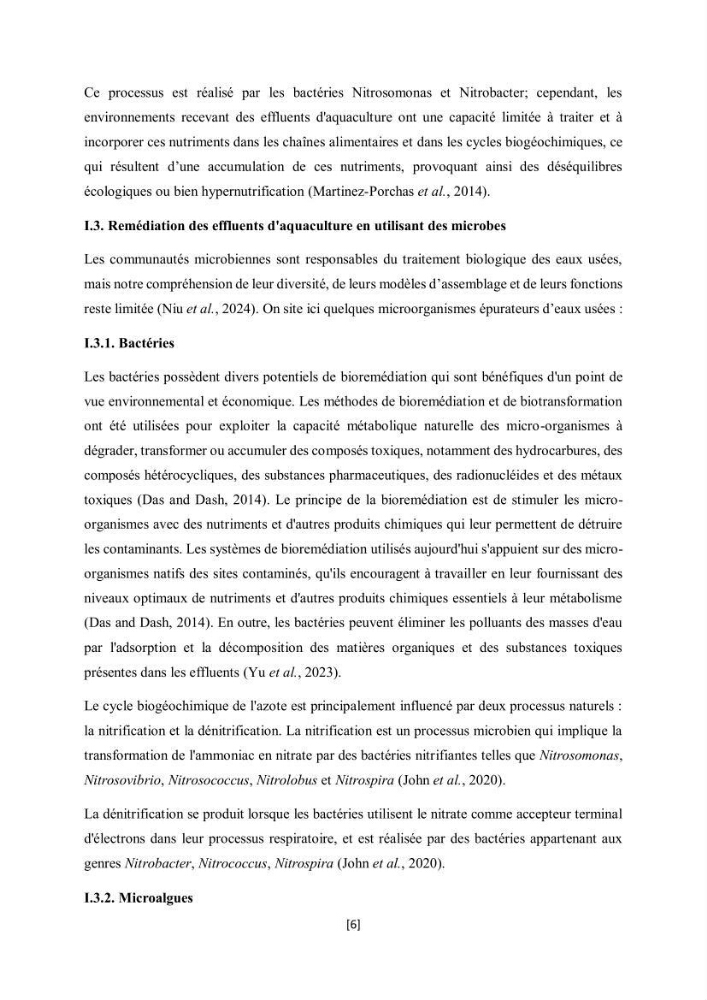 Étude l\'éfficacité épuratoire de consortia microalgues - bactéries dans le traitement des eaux usées aquacoles
