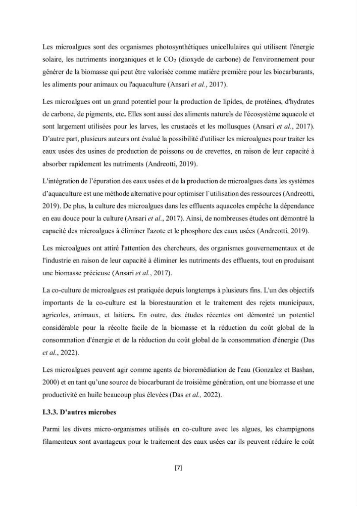 Étude l\'éfficacité épuratoire de consortia microalgues - bactéries dans le traitement des eaux usées aquacoles