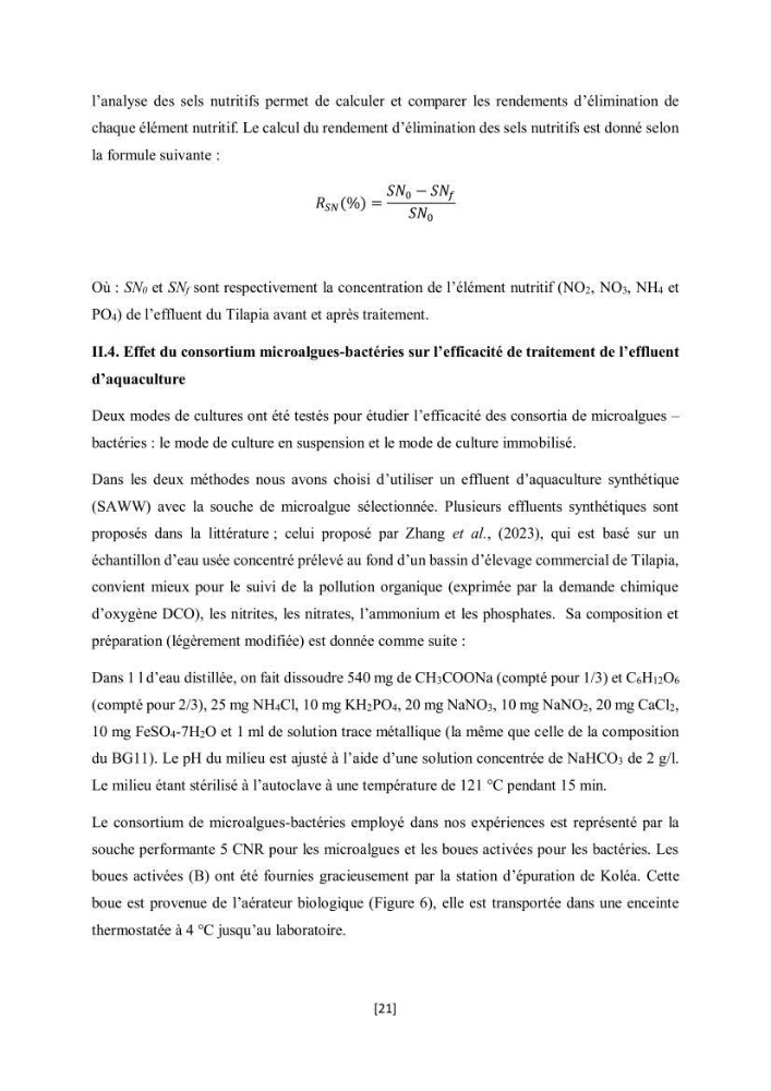 Étude l\'éfficacité épuratoire de consortia microalgues - bactéries dans le traitement des eaux usées aquacoles
