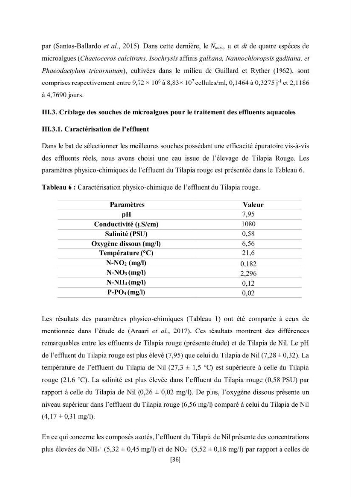 Étude l\'éfficacité épuratoire de consortia microalgues - bactéries dans le traitement des eaux usées aquacoles