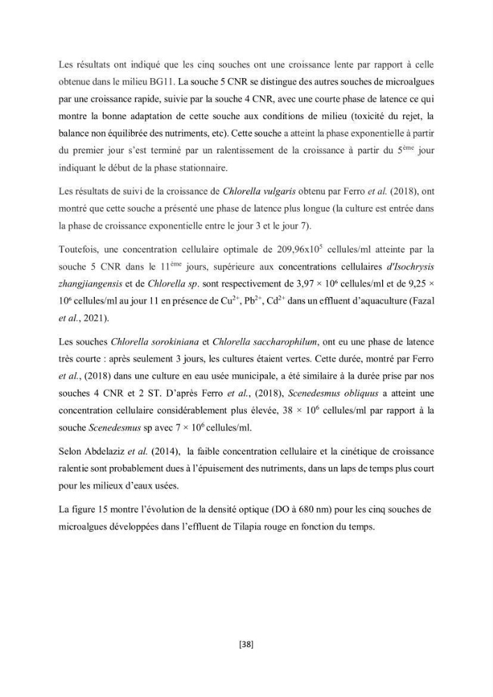 Étude l\'éfficacité épuratoire de consortia microalgues - bactéries dans le traitement des eaux usées aquacoles