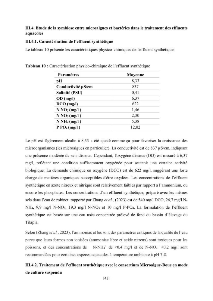 Étude l\'éfficacité épuratoire de consortia microalgues - bactéries dans le traitement des eaux usées aquacoles