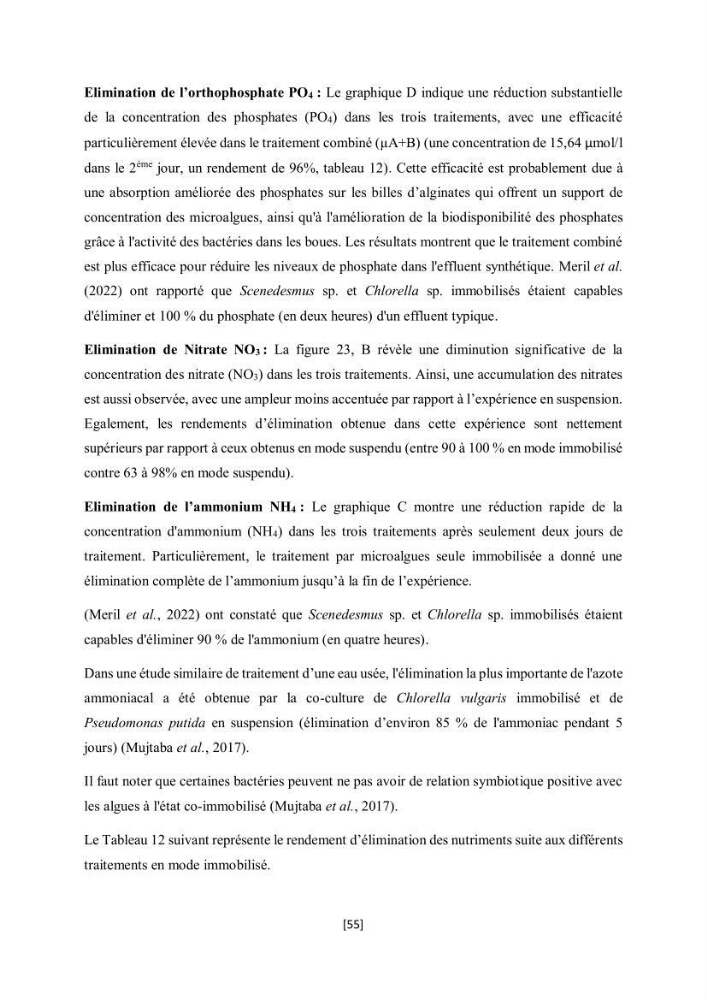 Étude l\'éfficacité épuratoire de consortia microalgues - bactéries dans le traitement des eaux usées aquacoles