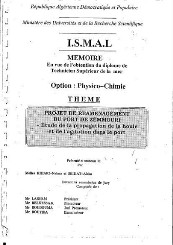 Projet de réaménagement du port de Zemmouri Projet de réaménagement du port de Zemmouri