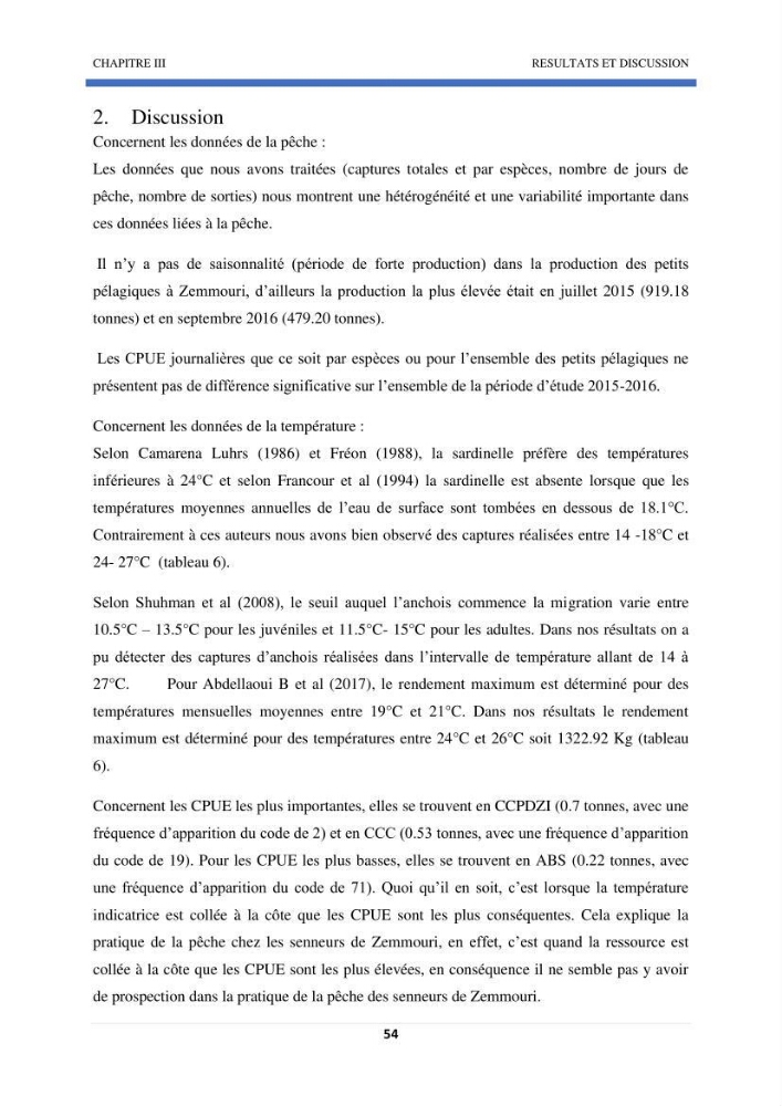Approche sur l’impact de la température de surface sur l’efficacité Approche sur l’impact de la température de surface sur l’efficacité de la flottille sardinière de Zemmouri (Willaya de Boumerdes)
