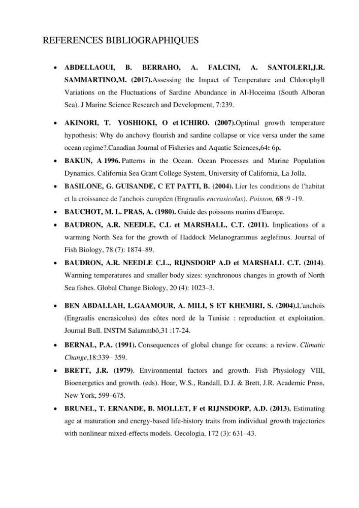 Approche sur l’impact de la température de surface sur l’efficacité Approche sur l’impact de la température de surface sur l’efficacité de la flottille sardinière de Zemmouri (Willaya de Boumerdes)