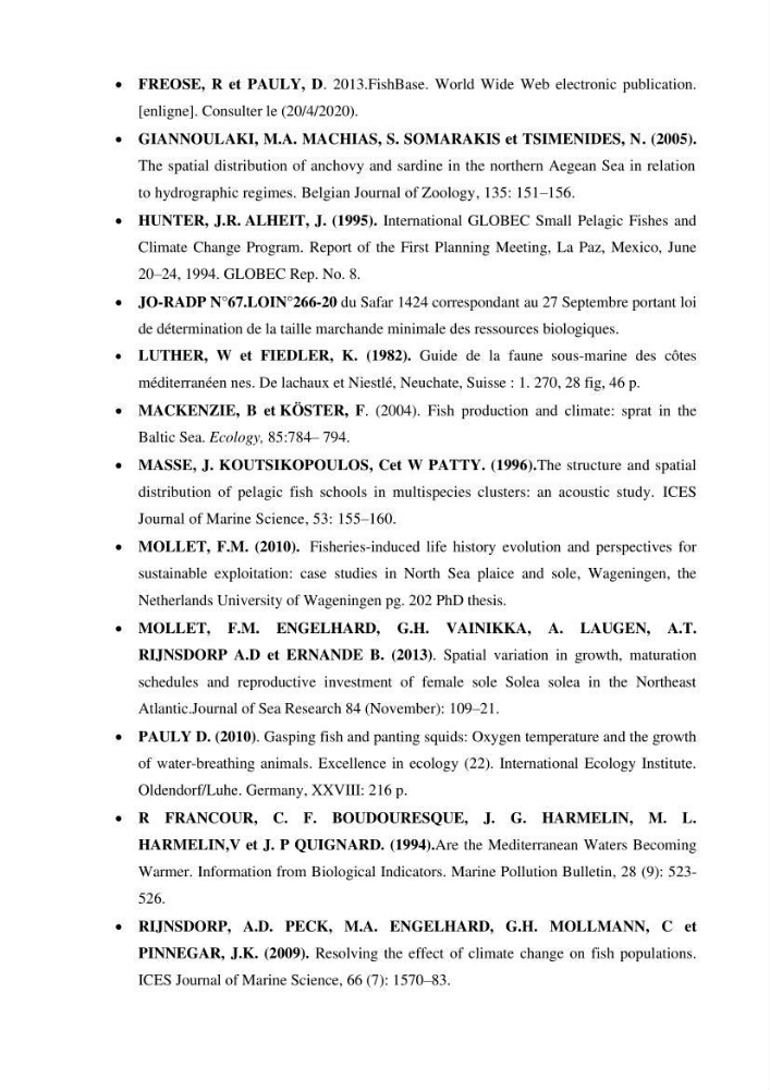 Approche sur l’impact de la température de surface sur l’efficacité Approche sur l’impact de la température de surface sur l’efficacité de la flottille sardinière de Zemmouri (Willaya de Boumerdes)