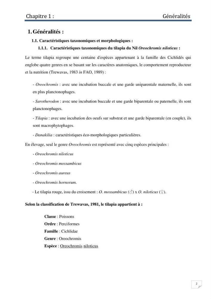 Production d\'alevins monosexe d\'oreochromis niloticus (Linnaeus, 1758) au niveau de la ferme piscicole ezzahra- wilaya de Ghardaia