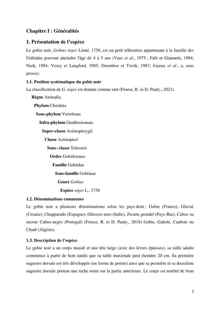 Contribution à l’étude du gobie noir Gobius niger L., 1785 (Actinopterygii, Gobiiformes) de la côte algérienne : dynamique des populations.