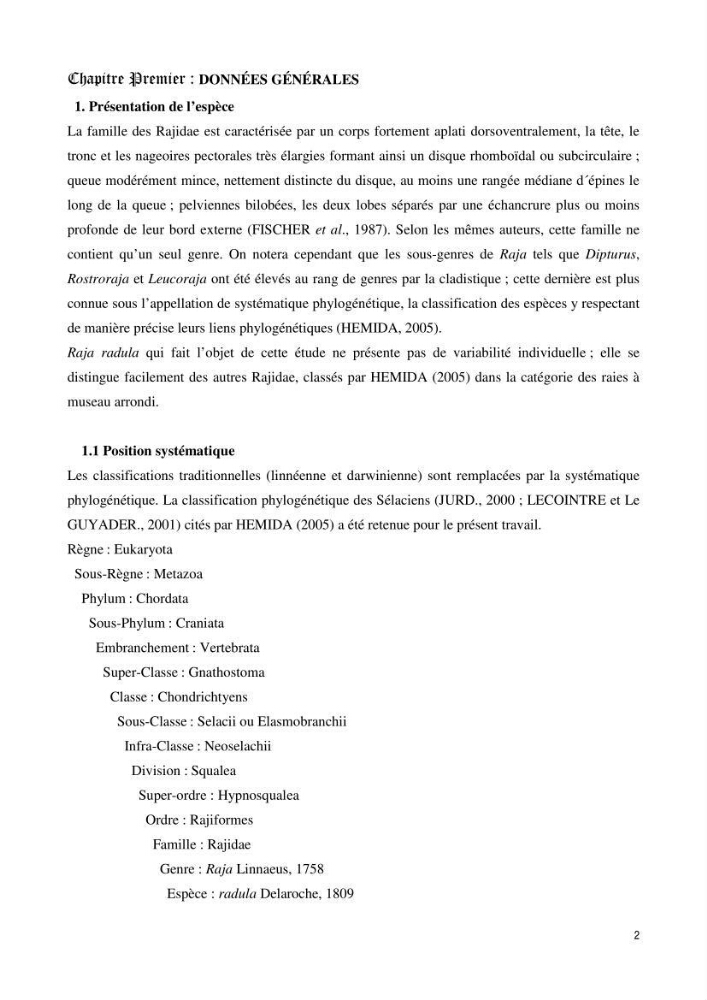 Contribution à l’étude de la biologie, de la croissance et de l’exploitation de Raja radula (Elasmobranches, Rajidae) dans la région Est du bassin algérien
