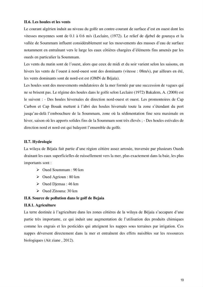 Monitoring de la pollution inorganique par les métaux dans le golf de Bejaia