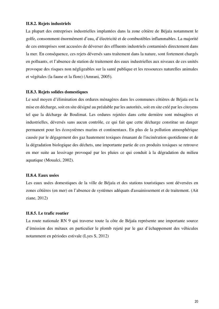 Monitoring de la pollution inorganique par les métaux dans le golf de Bejaia