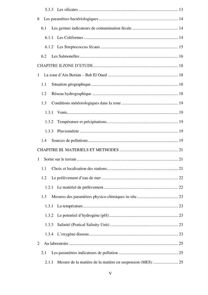 Qualité physico-chimique et bactériologique des eaux littorales