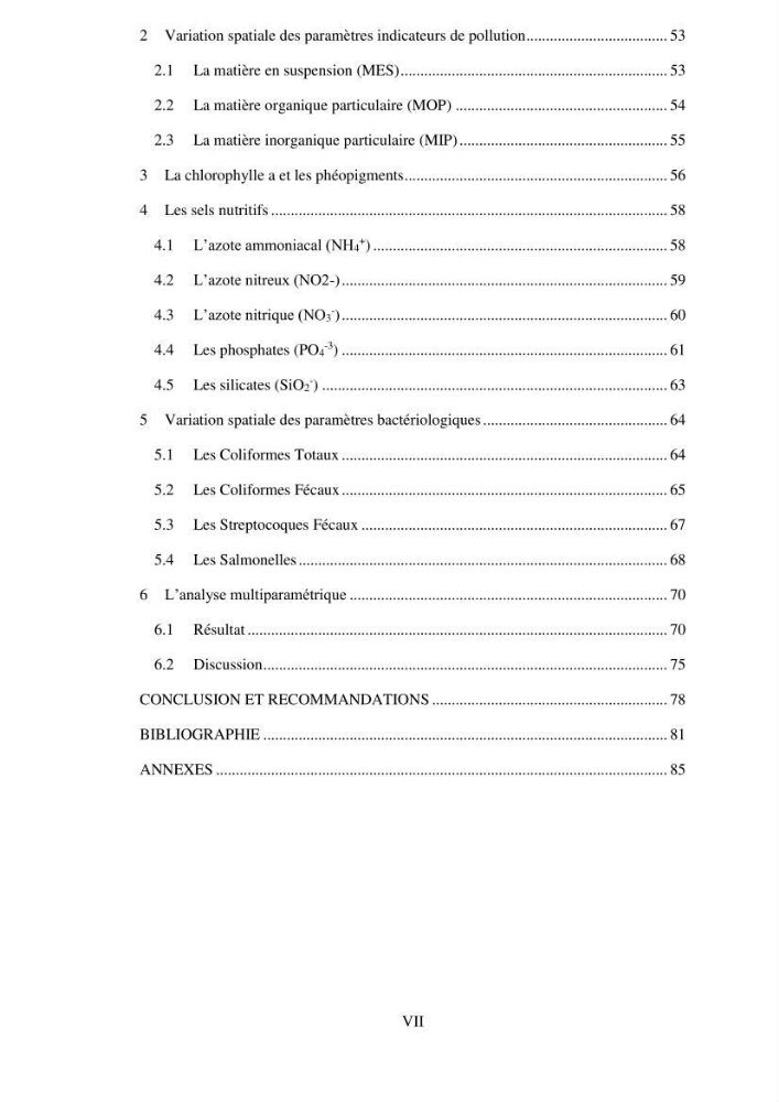 Qualité physico-chimique et bactériologique des eaux littorales