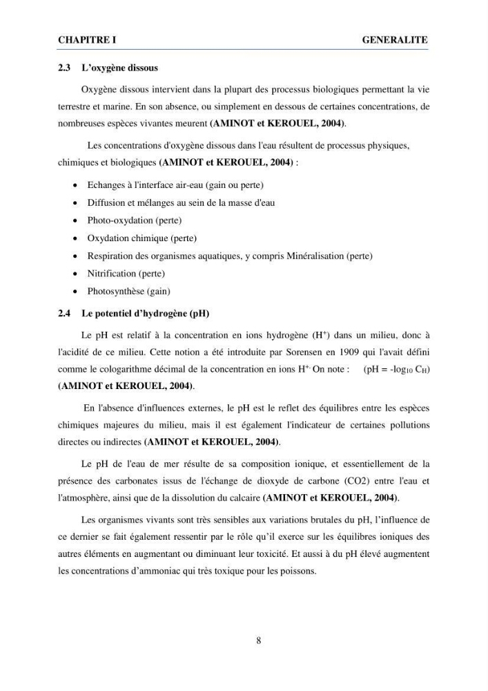 Qualité physico-chimique et bactériologique des eaux littorales