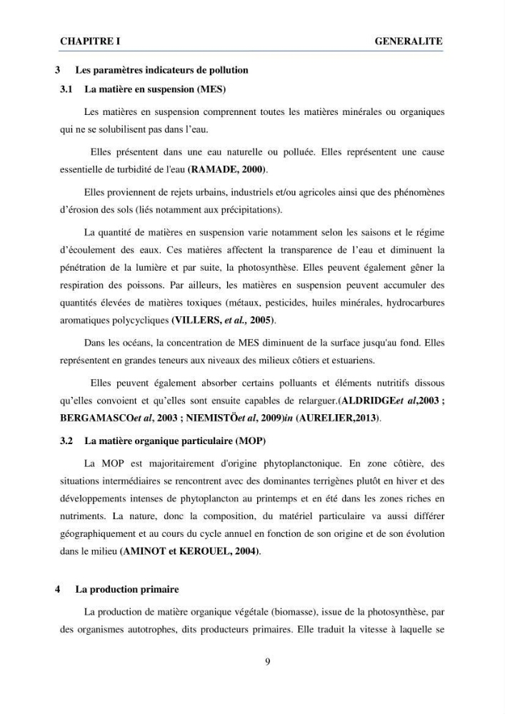 Qualité physico-chimique et bactériologique des eaux littorales