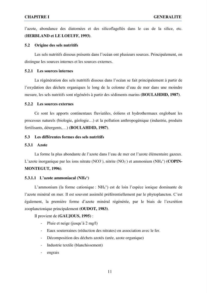 Qualité physico-chimique et bactériologique des eaux littorales