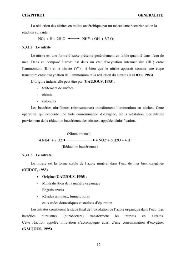 Qualité physico-chimique et bactériologique des eaux littorales