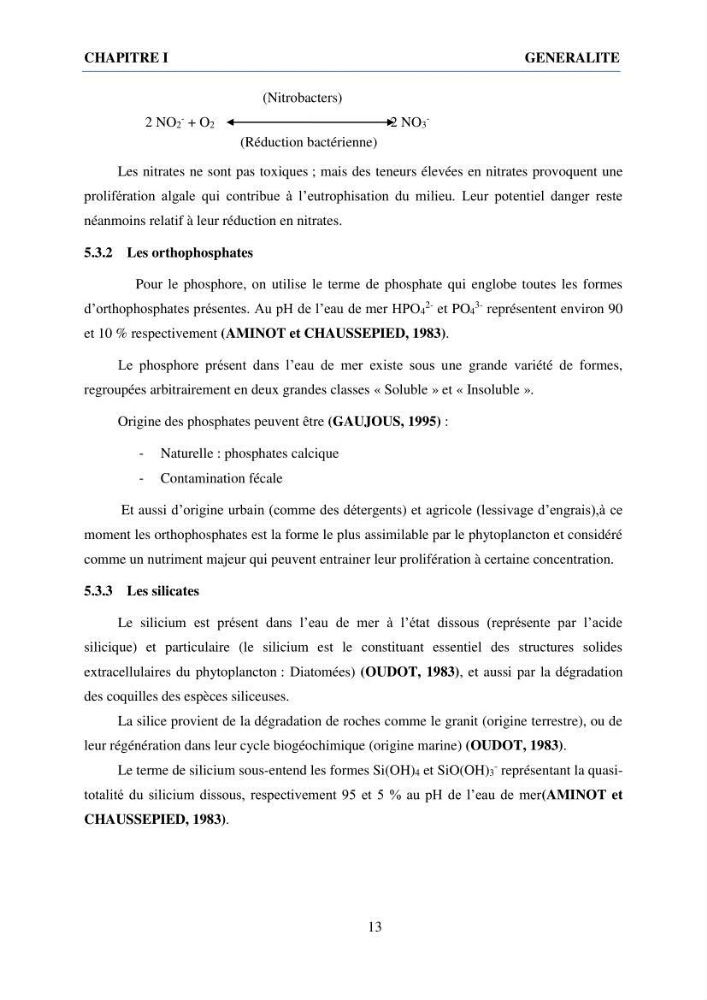 Qualité physico-chimique et bactériologique des eaux littorales