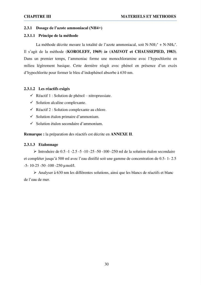 Qualité physico-chimique et bactériologique des eaux littorales