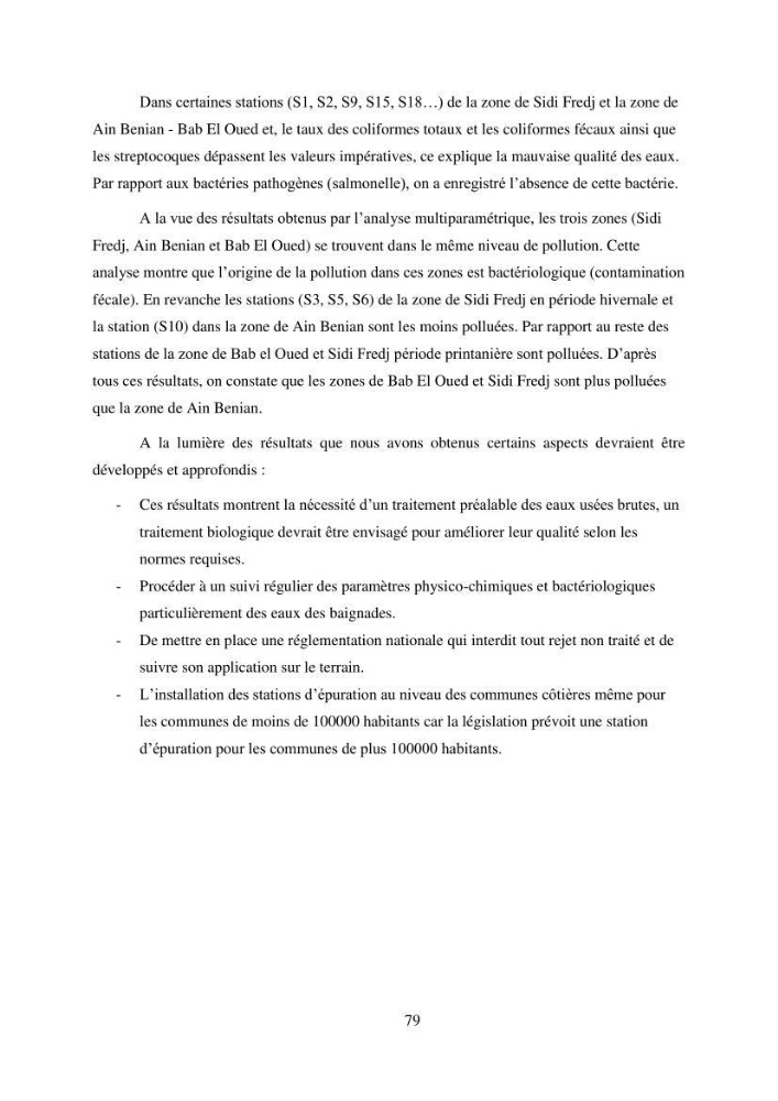 Qualité physico-chimique et bactériologique des eaux littorales