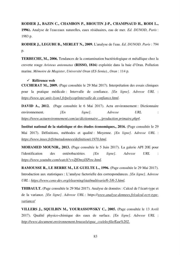 Qualité physico-chimique et bactériologique des eaux littorales