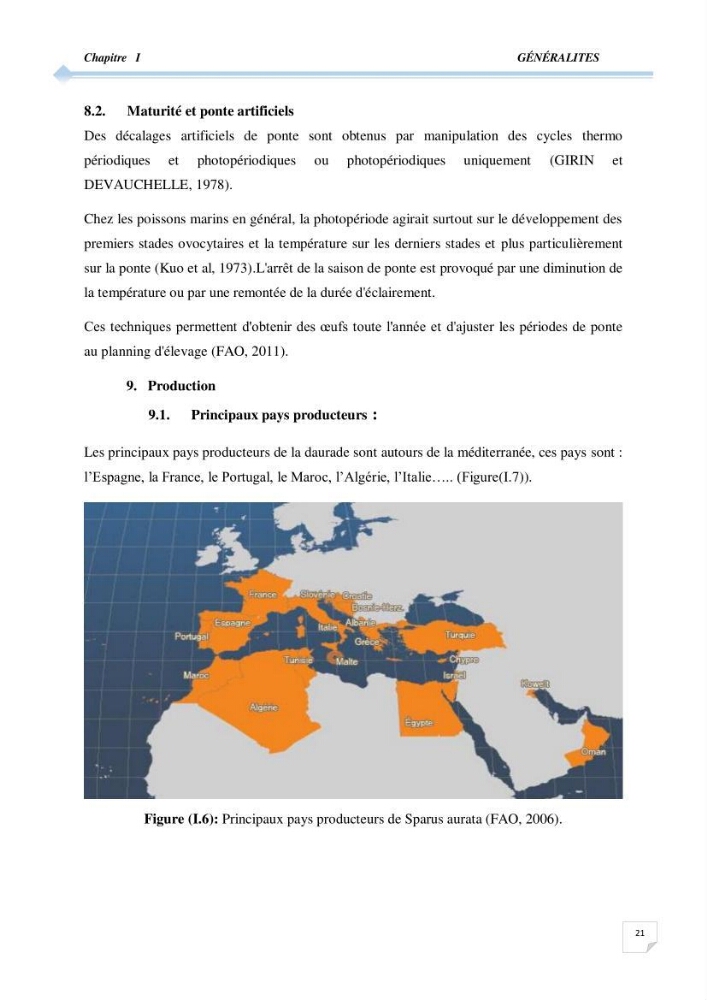 Contribution à l\'étude de la déférienciation morphométrique et génétique des daurades ( Sparus aurata) (linné 1758) sauvages et d\'élevage: