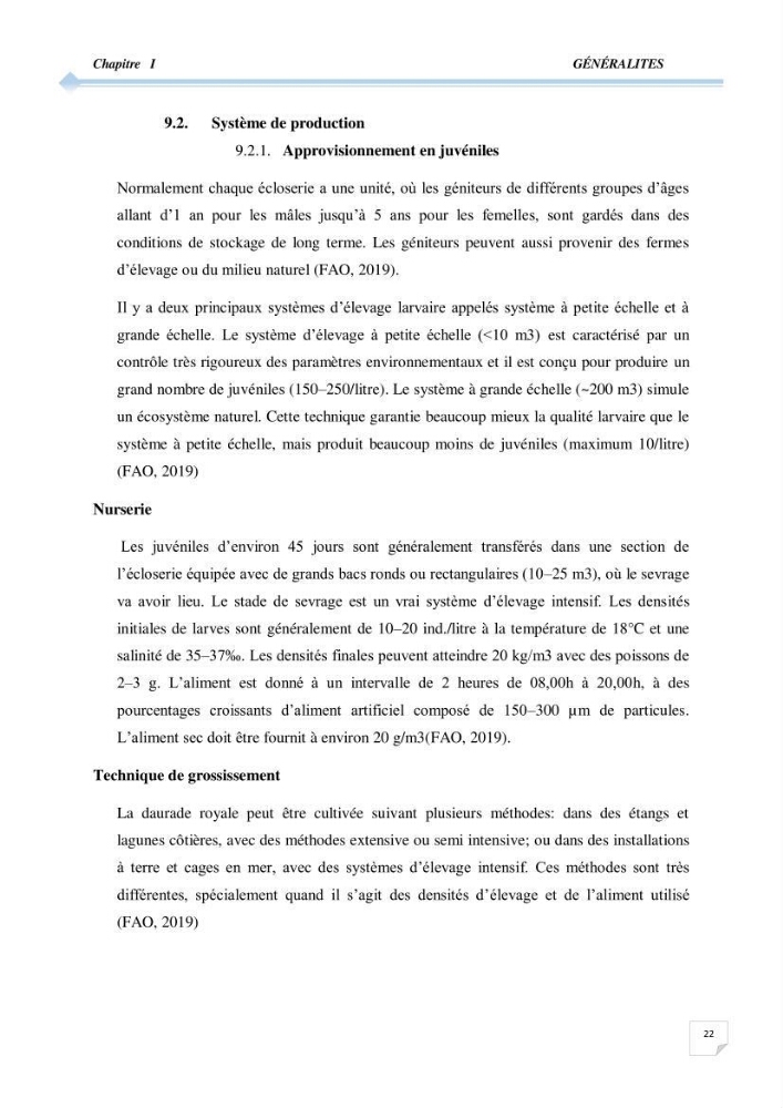 Contribution à l\'étude de la déférienciation morphométrique et génétique des daurades ( Sparus aurata) (linné 1758) sauvages et d\'élevage: