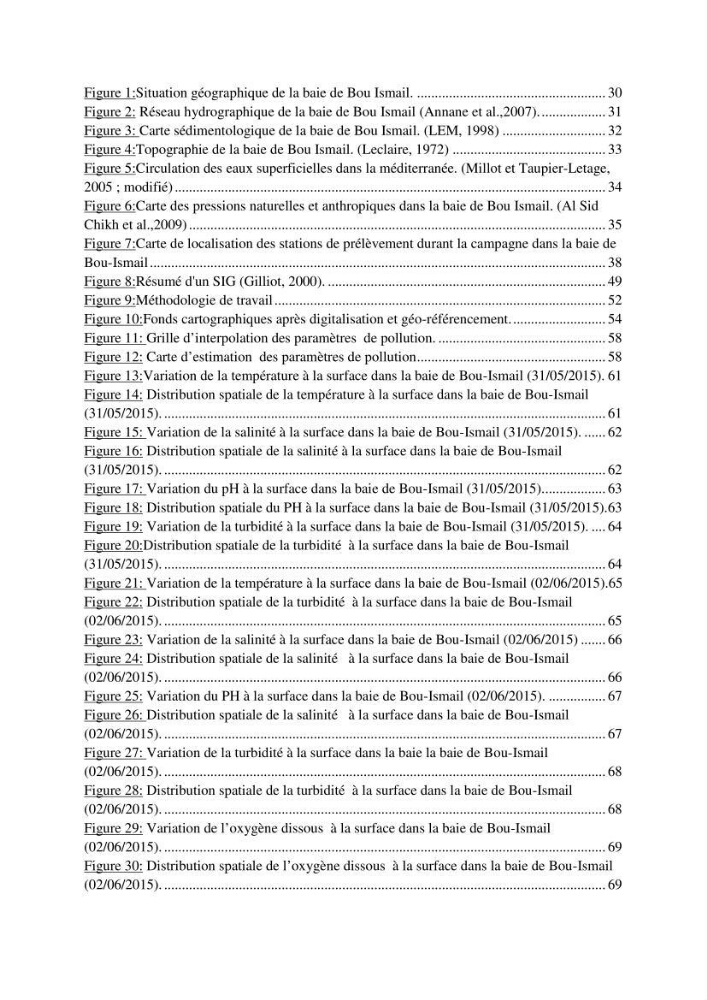 Analyse géostatistique de quelques paramètres de pollution côtière dans la baie de Bou-Ismail: