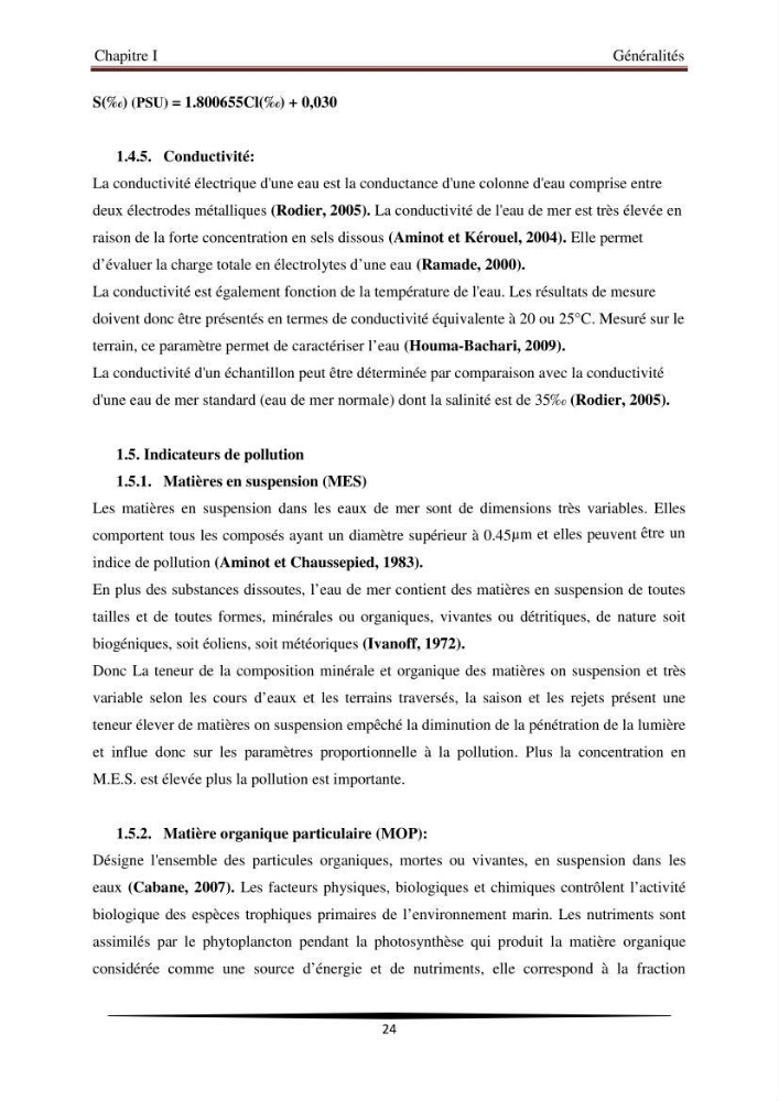 Analyse géostatistique de quelques paramètres de pollution côtière dans la baie de Bou-Ismail: