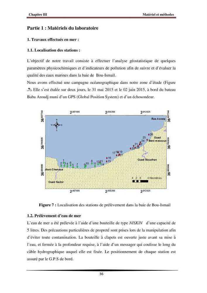Analyse géostatistique de quelques paramètres de pollution côtière dans la baie de Bou-Ismail: