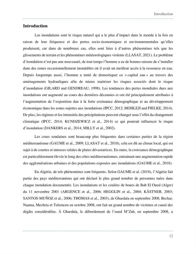 Etude de la vulnérabilité de la wilaya d’Alger aux inondations et estimation de leur variabilité spatio-temporelle