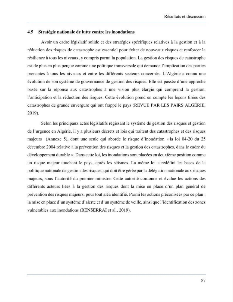 Etude de la vulnérabilité de la wilaya d’Alger aux inondations et estimation de leur variabilité spatio-temporelle