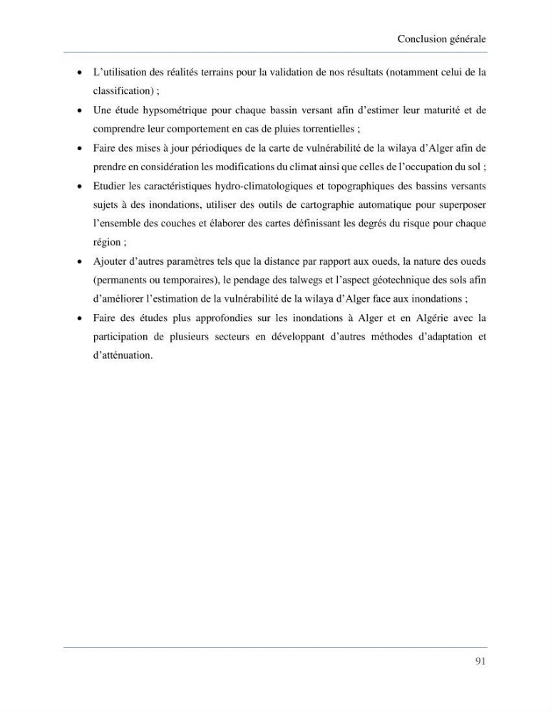 Etude de la vulnérabilité de la wilaya d’Alger aux inondations et estimation de leur variabilité spatio-temporelle