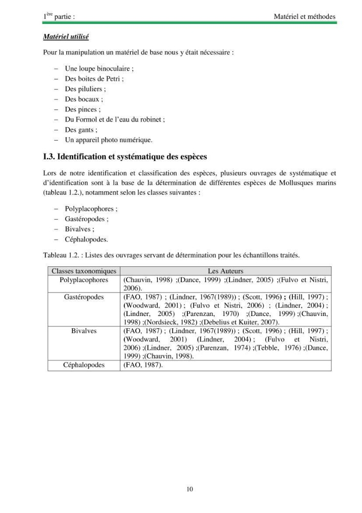 Protocole de mise en place d\'une base de données sur la biodiversité des mollusques marins de la côte algerienne